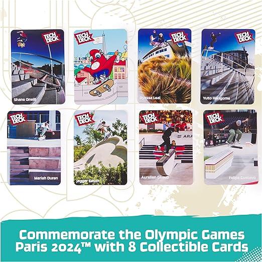Tech Deck, Competition Legends 8-Pack Fingerboards with Collectible Cards, Olympic Games Paris 2024, Customizable Mini Skateboards
