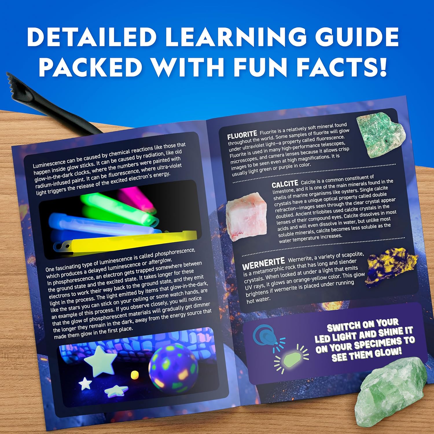 National Geographic Glow in The Dark Dig Kit - Excavate 6 Glow in The Dark Rocks & Dinosaurs from a Glowing Brick, Rock Collection, Science Kits for Kids, Rock Kit for Kids, STEM Kits