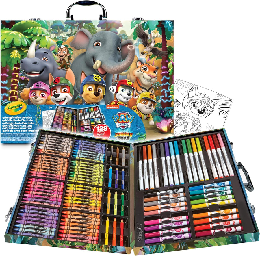 CRAYOLA - Paw Patrol Mighty Movie Painting Case, Creative Set with 128 Pieces, Felt Tip Pens, Crayons, Wax Pens, Creative Activity and Gift for Children, Ages 3 and Up