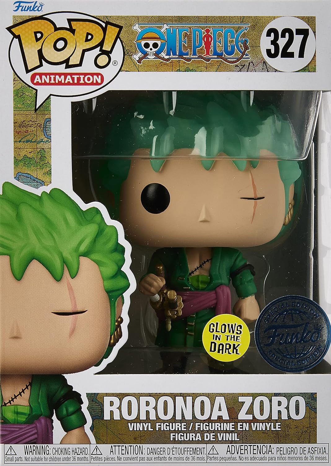 FunkoPop! Animation One Piece - Roronoa Zoro (Glows in The Dark) Funko Kody Trading Exclusive Vinyl Figure