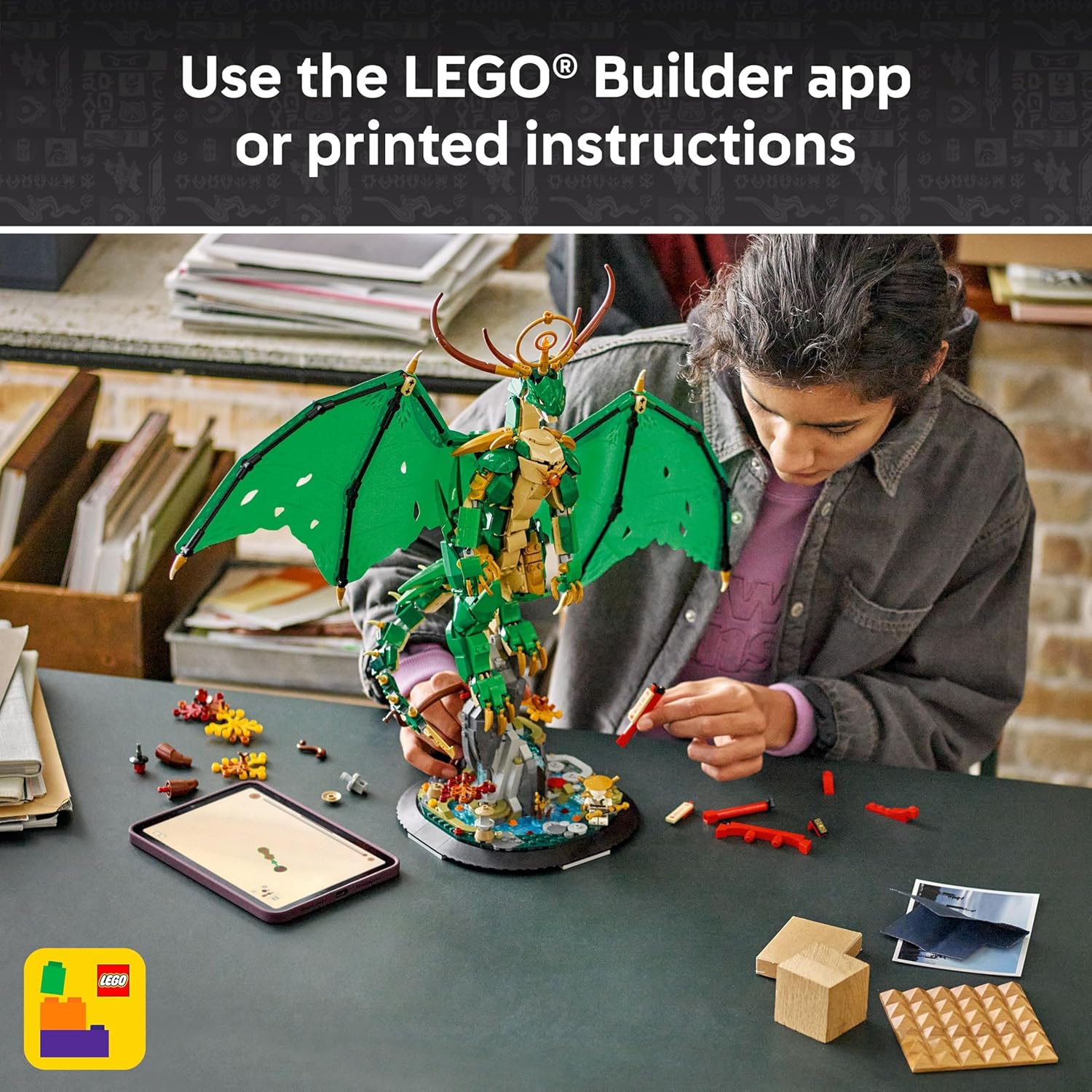 LEGO NINJAGO The Guardian Dragon - Model Building Kit from Legends Monstrosity Series - Room Decor for Teens - Includes Master Wu Minifigure - Gift for Teenage Boys, Girls, and Fans, Ages 14+ - 71847