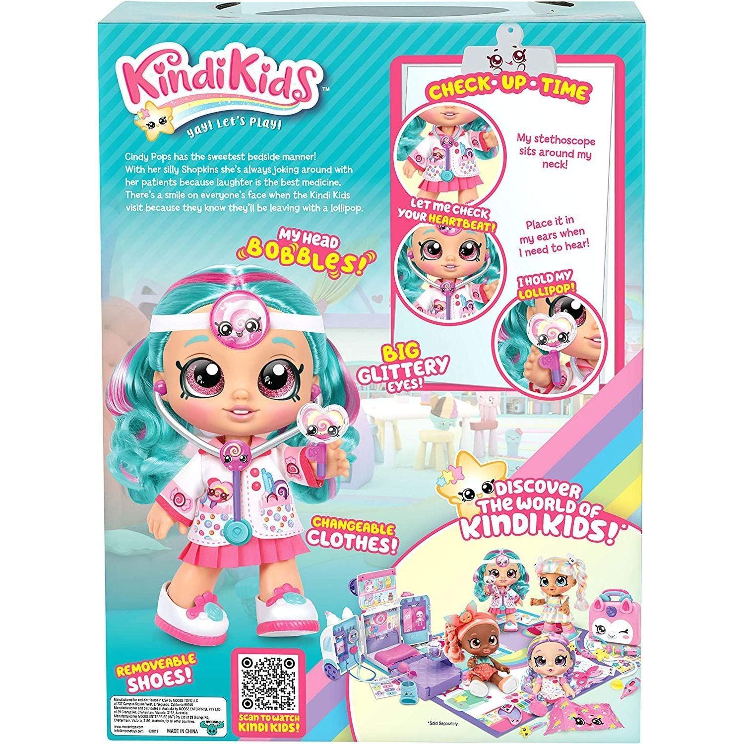 Kindi Kids Fun Time 10 Inch Doll, Dr Cindy Pops with Stethoscope and Shopkins Inspired Lollipop| Changeable Clothes and Removable Shoes - BumbleToys - 5-7 Years, Fashion Dolls & Accessories, Girls, Kindi Kids