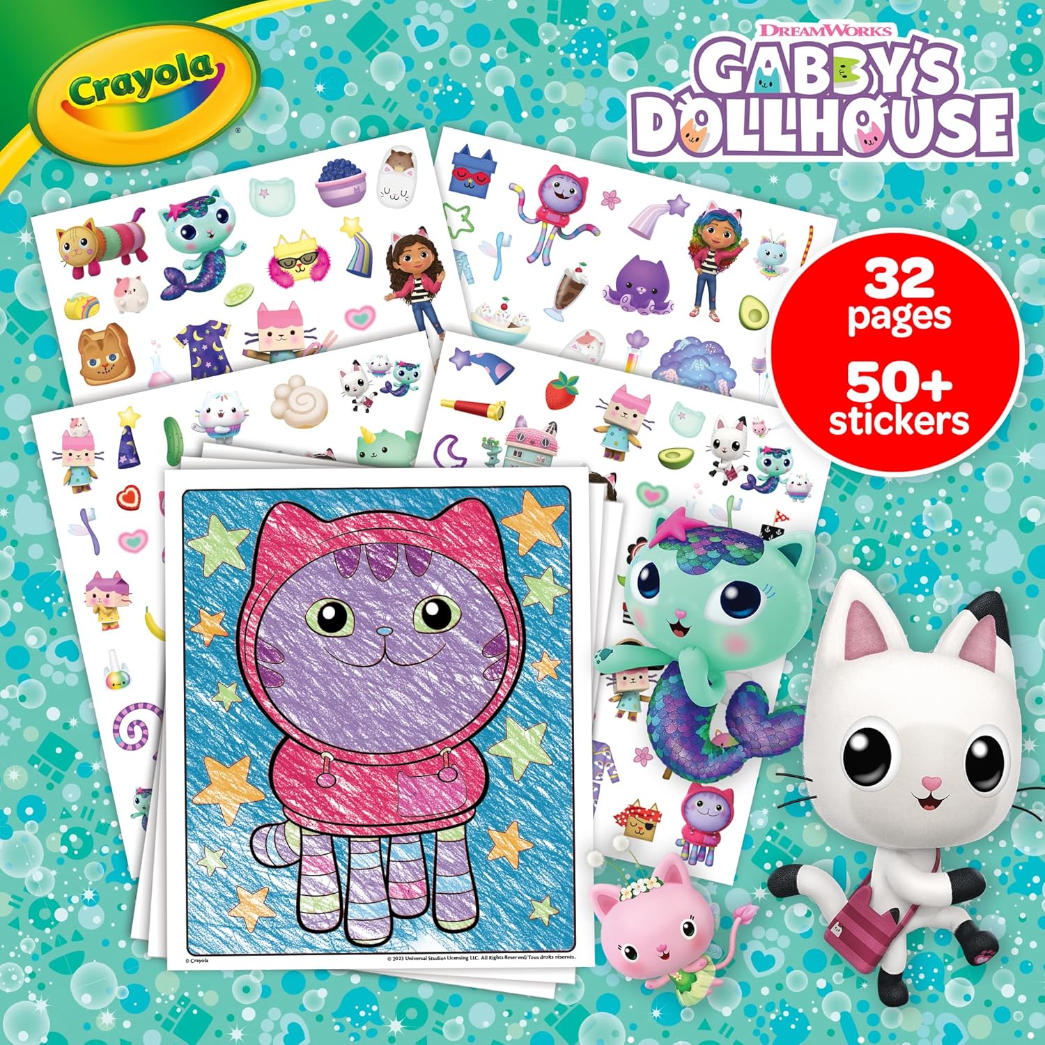 Crayola Colouring Album with Sticker Gabby's Dollhouse, 32 Colouring Pages and 4 Sheets of Stickers