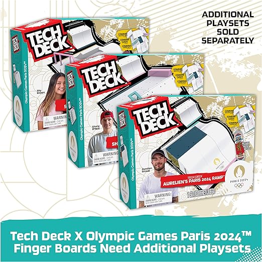 Tech Deck, Competition Legends 8-Pack Fingerboards with Collectible Cards, Olympic Games Paris 2024, Customizable Mini Skateboards