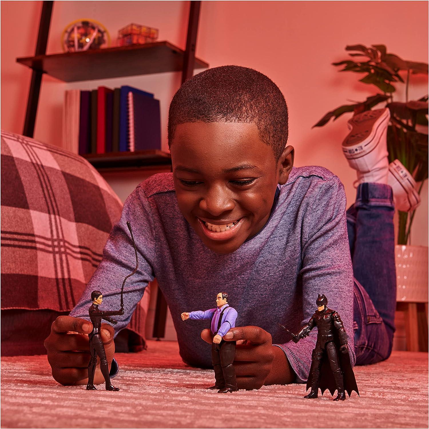 DC Comics, Batman 3-Pack ” Batman, Selina Kyle, The Penguin Action Figures, 3 Accessories, Batman Movie Kids Toy