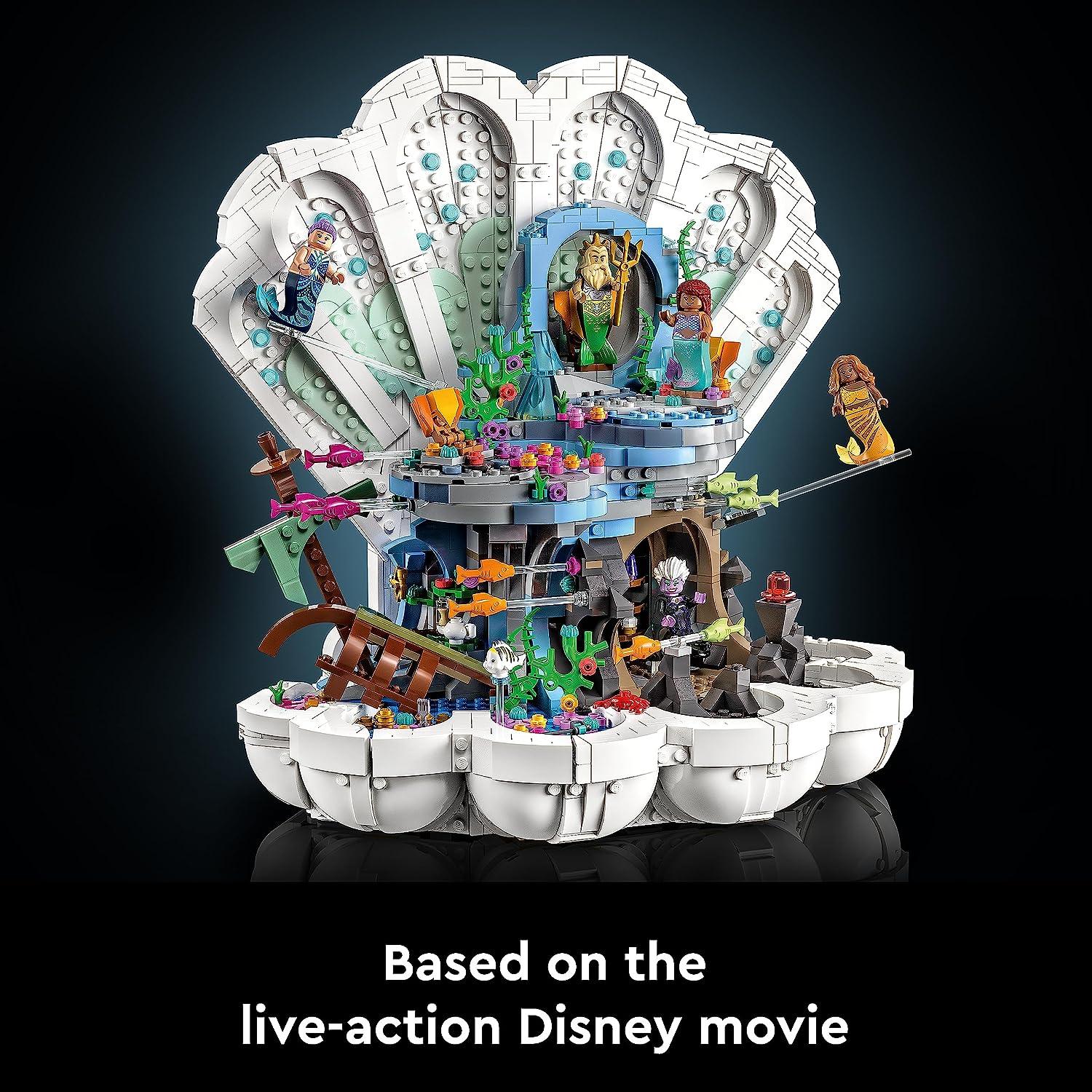 LEGO Disney The Little Mermaid Royal Clamshell 43225 Collectible Adult Building Set, Gift for Disney Princess Movie Fans Ages 18 and Up, Featuring Ariel, Ursula, King Triton, Sebastian and Flounder