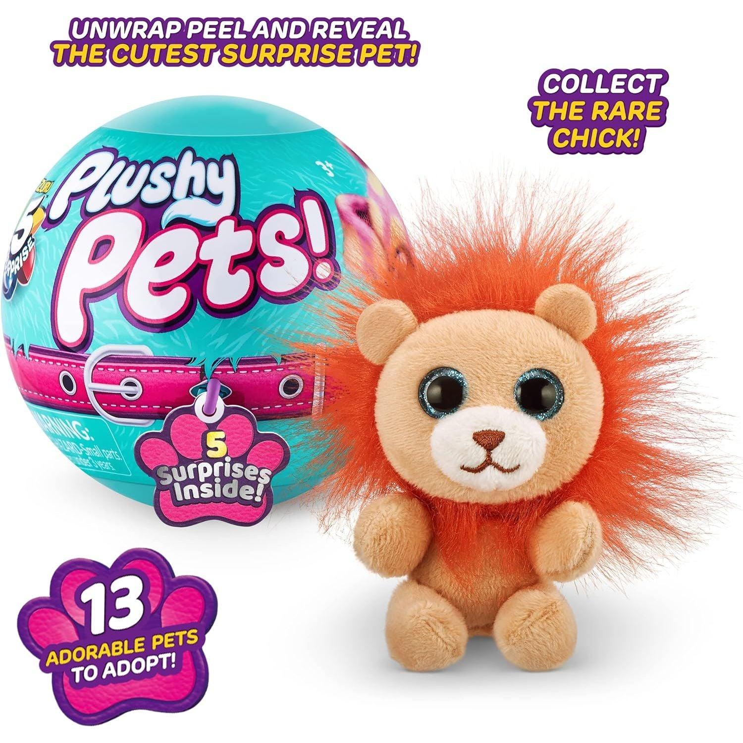 5 Surprise Plushy Pets Series 1 by ZURU Cute Stuffed Animal Miniature