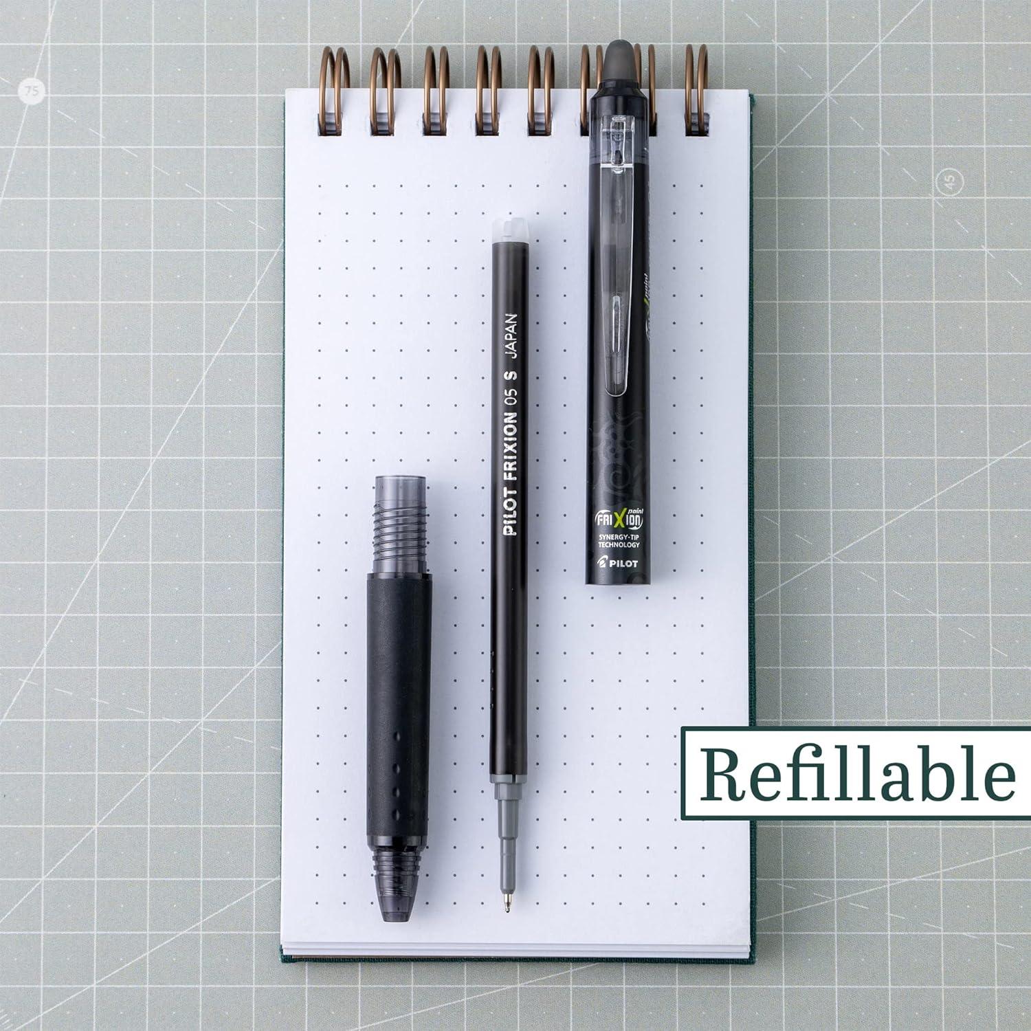 Pilot, FriXion Synergy Clicker Erasable, Refillable, Retractable Gel Ink Pens, Extra Fine Point 0.5 mm, Pack of 7, Assorted Colors