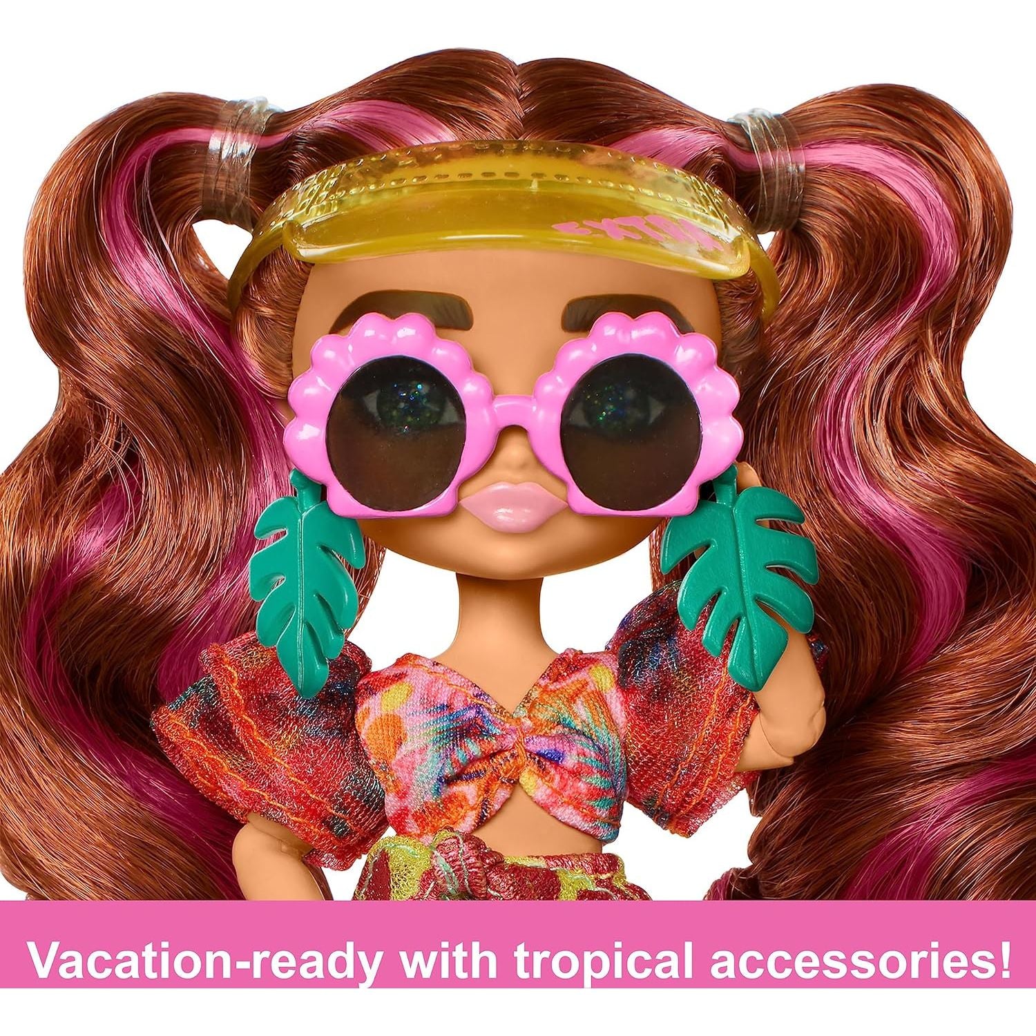 Barbie Extra Minis Travel Doll with Beach Fashion, Barbie Extra Fly Small Doll, Tropical Outfit with Accessories