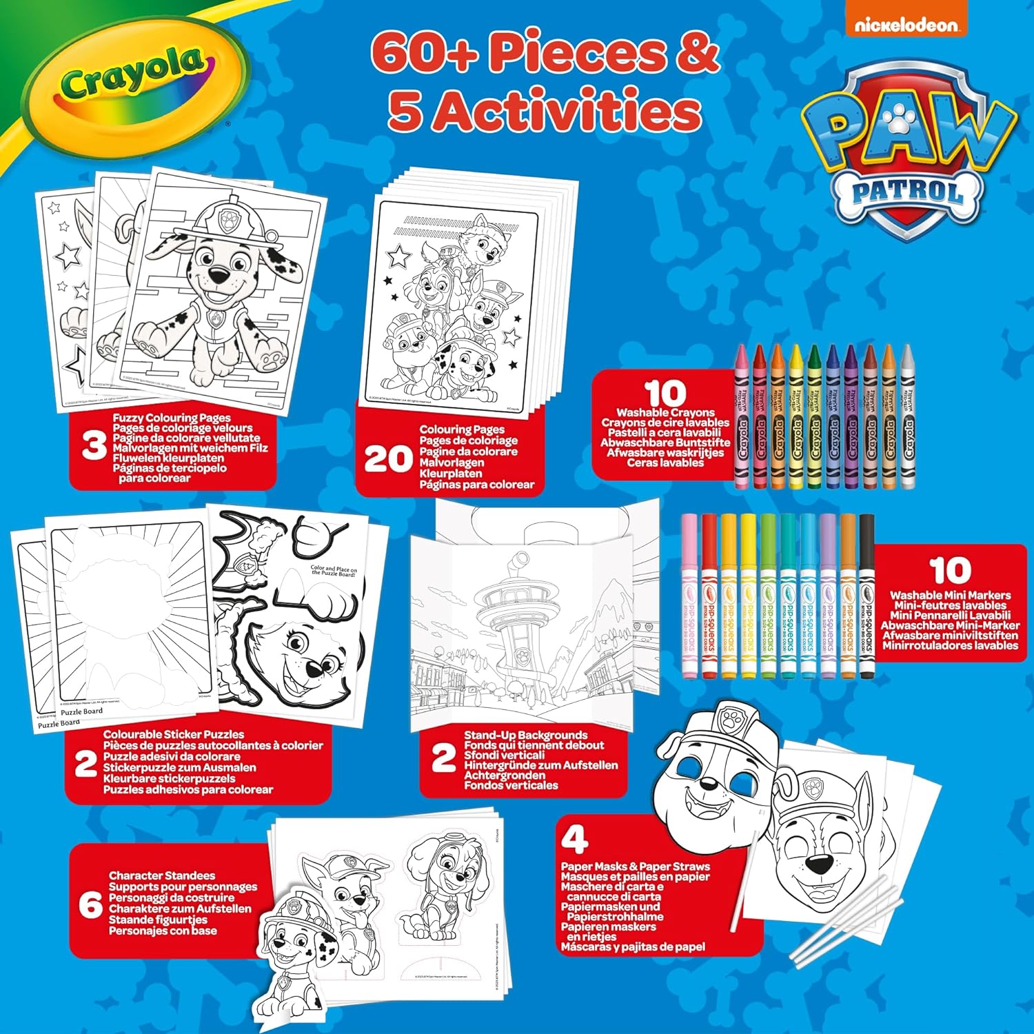 Crayola Paw Patrol Creative Colouring Pages, Marker Pens, Wax Crayons, 60 Pieces