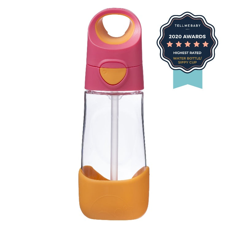 b.box Tritan Drink Bottle with Bite-Valve Straw – Strawberry Shake, 600ml