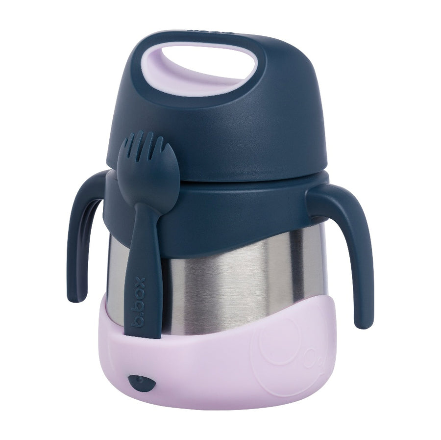 b.box Insulated Food Jar with Spork & Bumper – Indigo Rose, 335ml