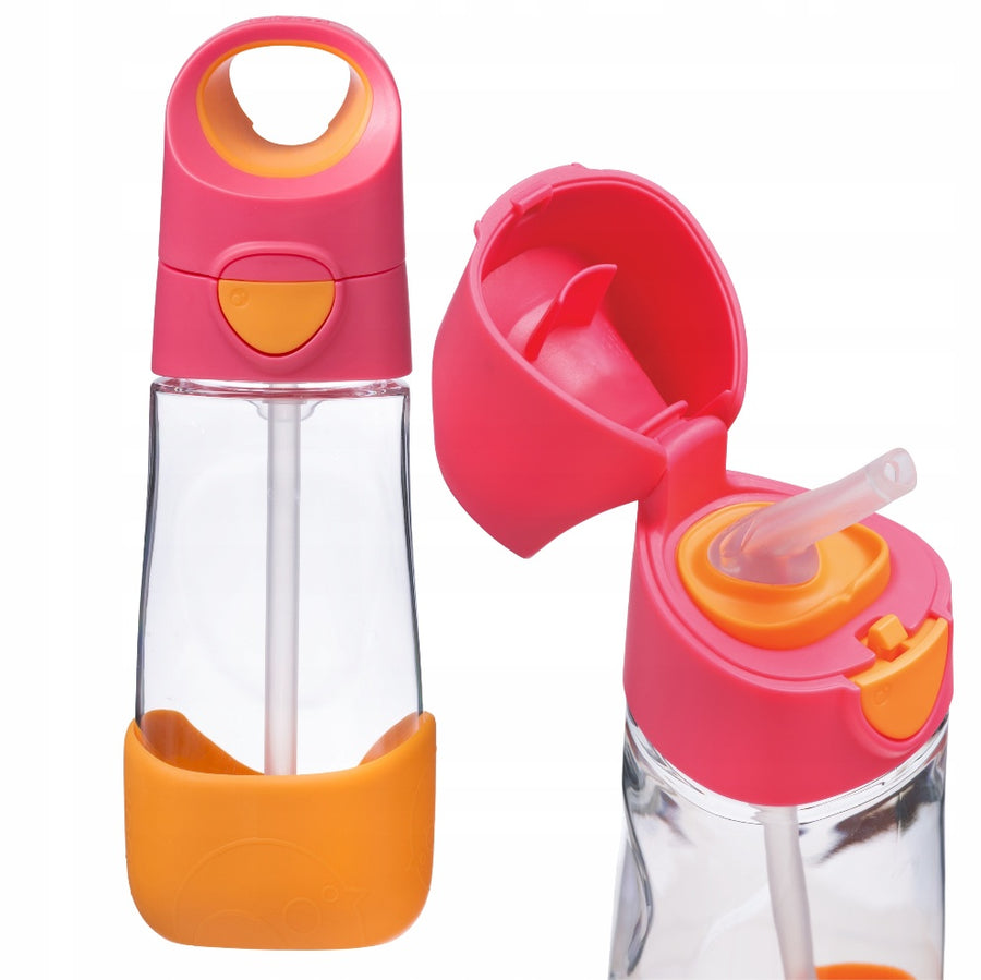 b.box Tritan Drink Bottle with Bite-Valve Straw – Strawberry Shake, 450ml