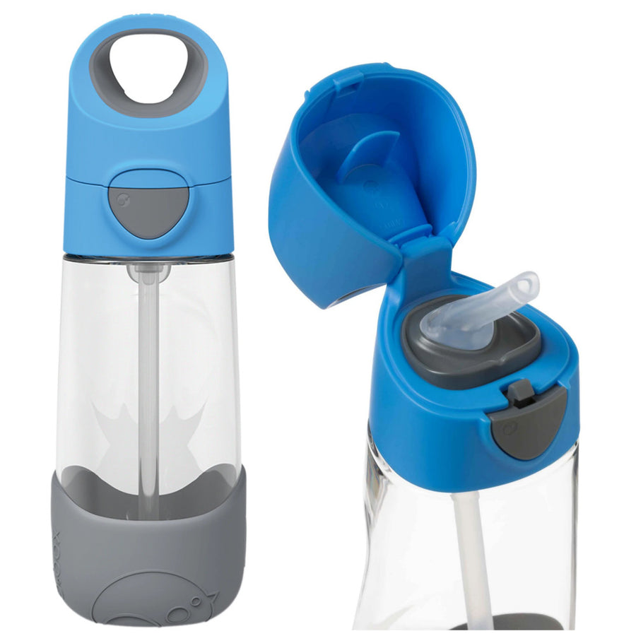 b.box Tritan Drink Bottle with Bite-Valve Straw – Blue Slate, 450ml