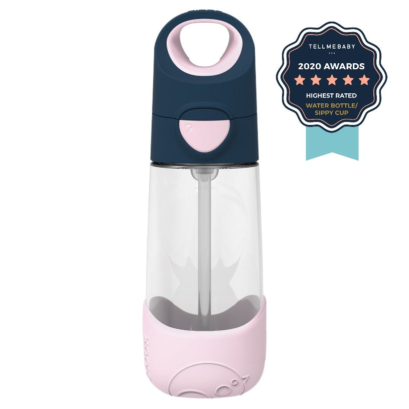 b.box Tritan Drink Bottle with Bite-Valve Straw – Indigo Rose, 450ml