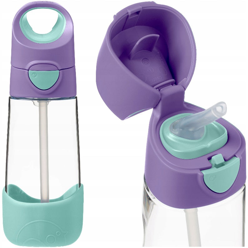 b.box Tritan Drink Bottle with Bite-Valve Straw – Lilac Pop, 450ml