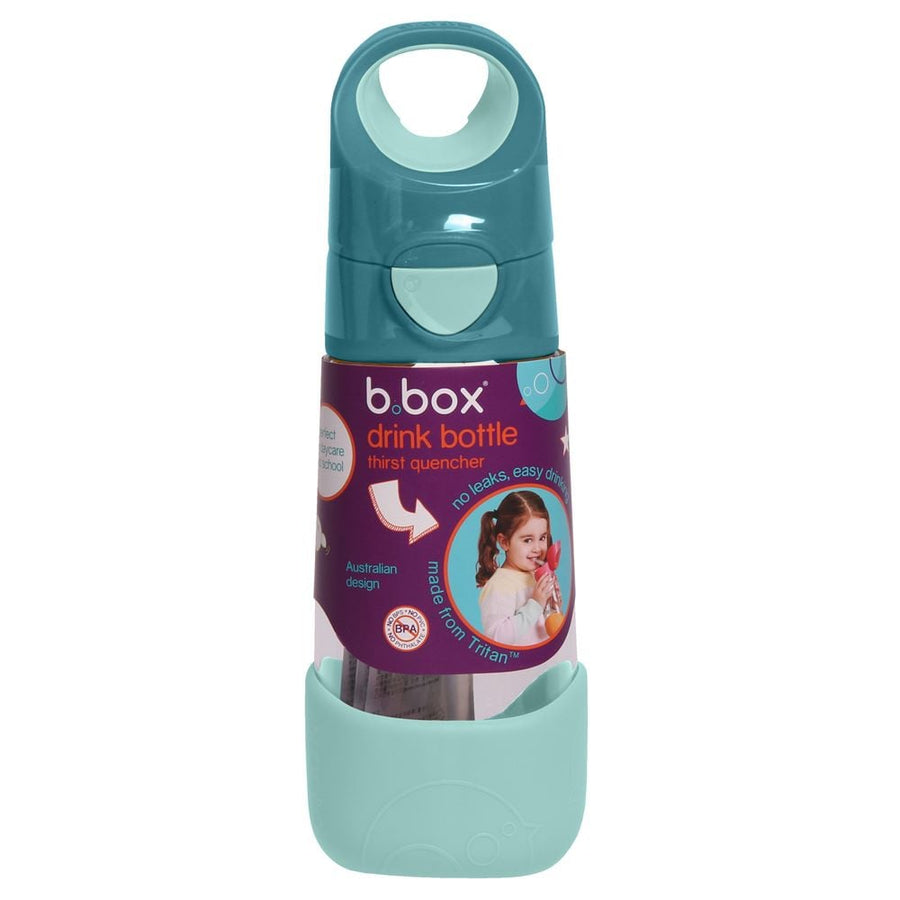 b.box Tritan Drink Bottle with Bite-Valve Straw – Emerald Forest, 450ml