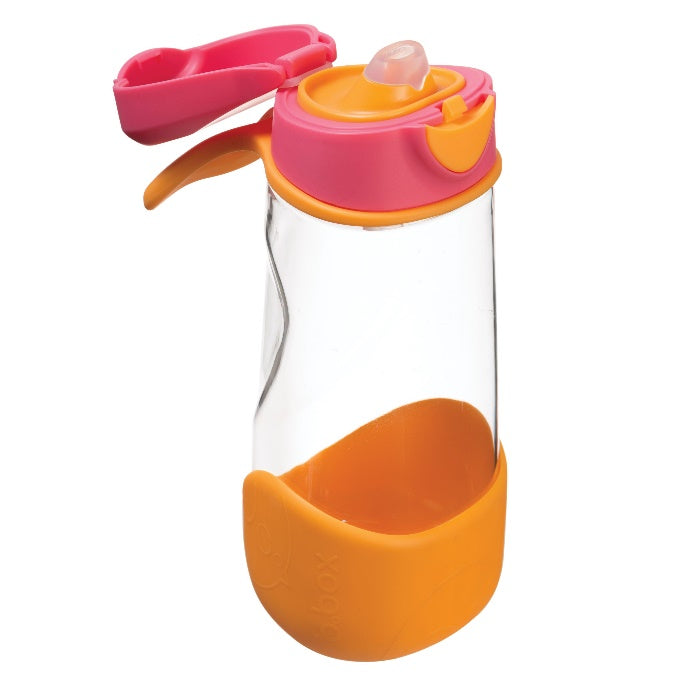 b.box Sport Spout Drink Bottle with Push-Button Lid – Strawberry Shake, 450ml