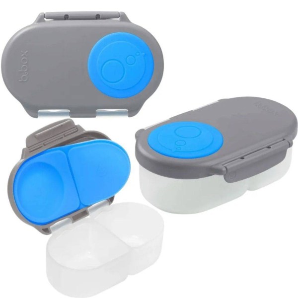 b.box Snackbox with Sealed Compartments & Fruit Holder – Blue Slate