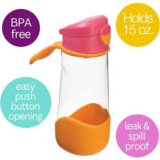 b.box Sport Spout Drink Bottle with Push-Button Lid – Strawberry, 600ml