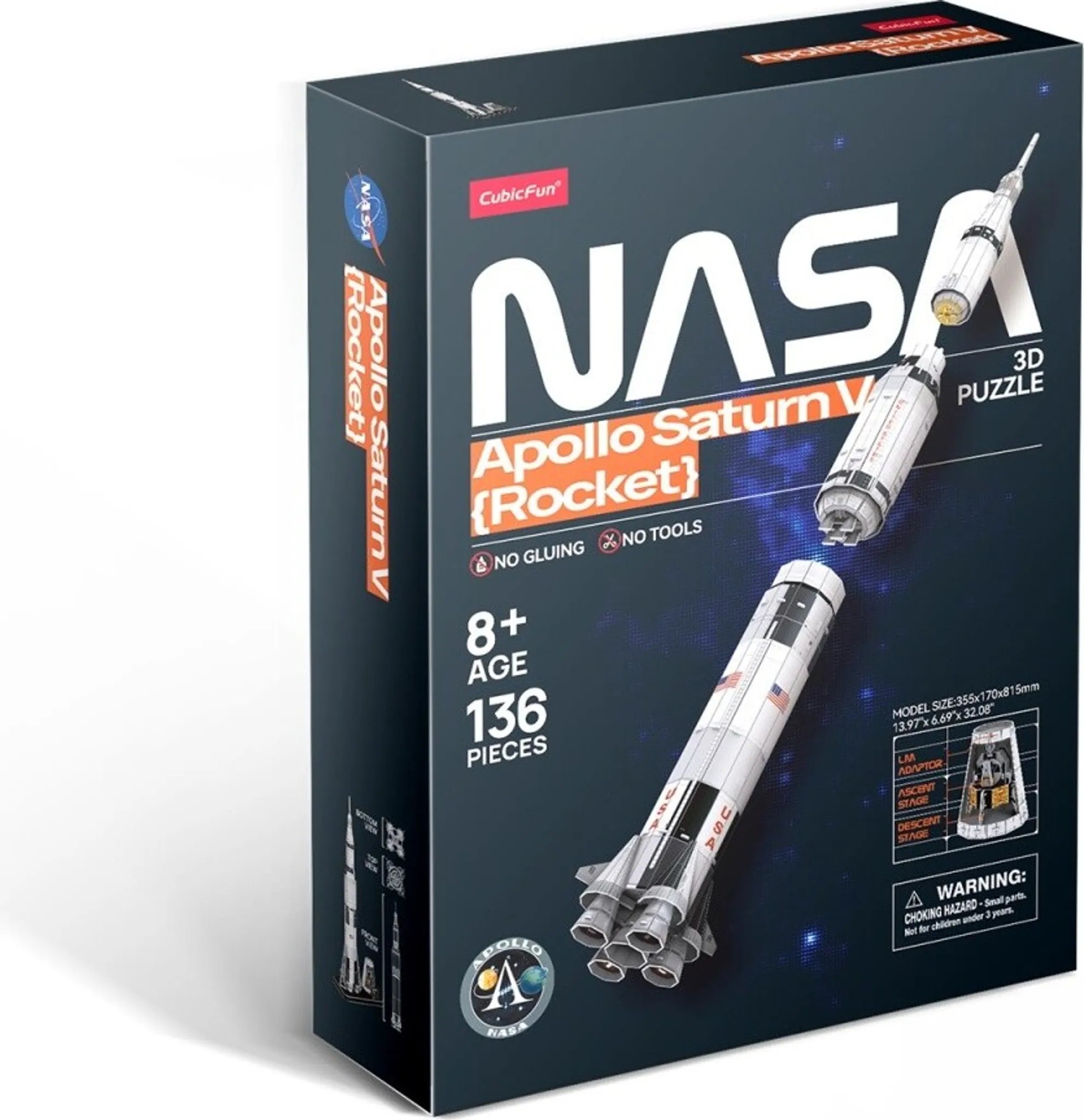 CubicFun Nasa Apollo saturn shuttle 3D Puzzle, 35.5X17X81.5cm 136 pcs