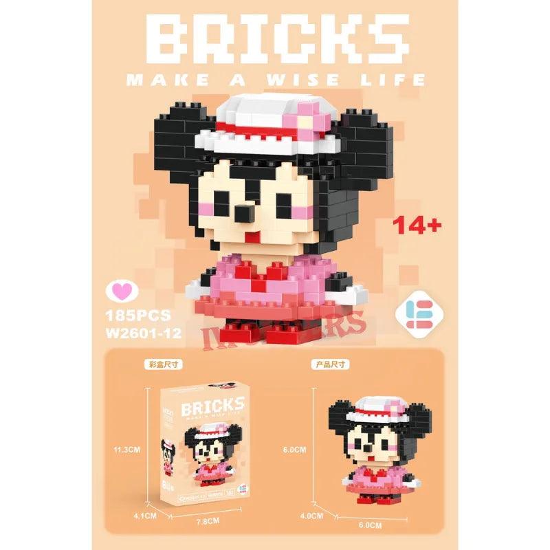 Disney Anime Princess Building Blocks  W2601-12 mini Action toy Figures Blocks - minnie mouse