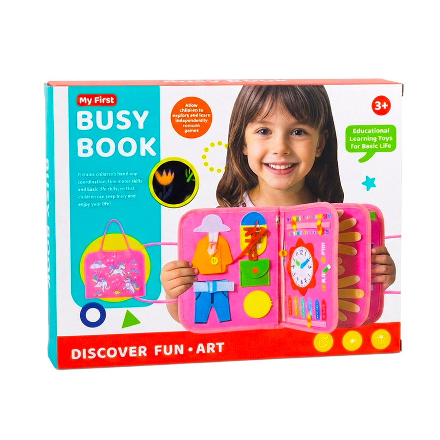 My First Busy Book – Montessori Sensory Activity Board Toy for Toddlers (Ages 3+)