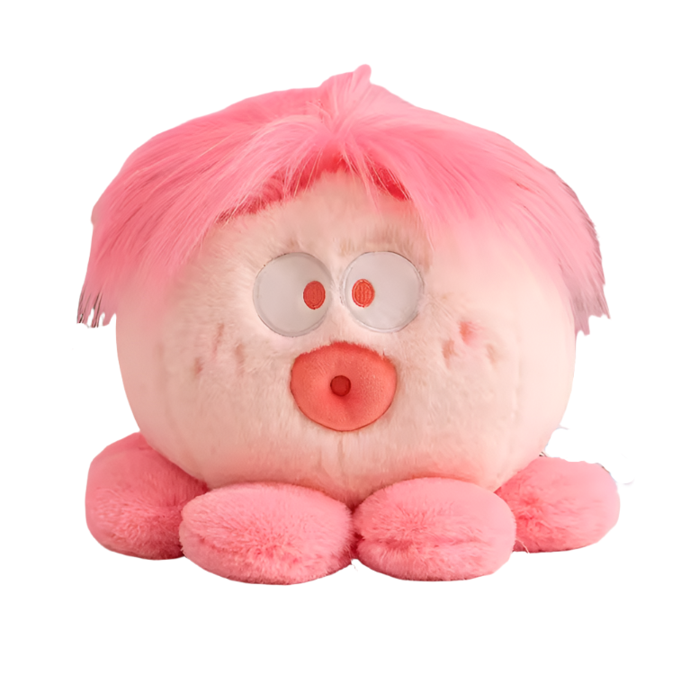 Octopus Plush Pillow Custom Super Soft seaweed octopus Plush Toy with Pink hair 18 CM