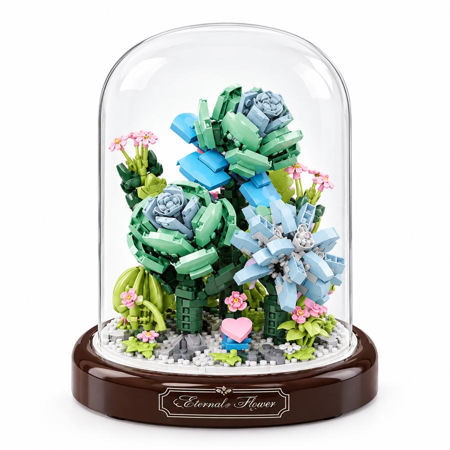 Boutique Blue Rose Display Dome Building Block Set 522 PCS (P1287)