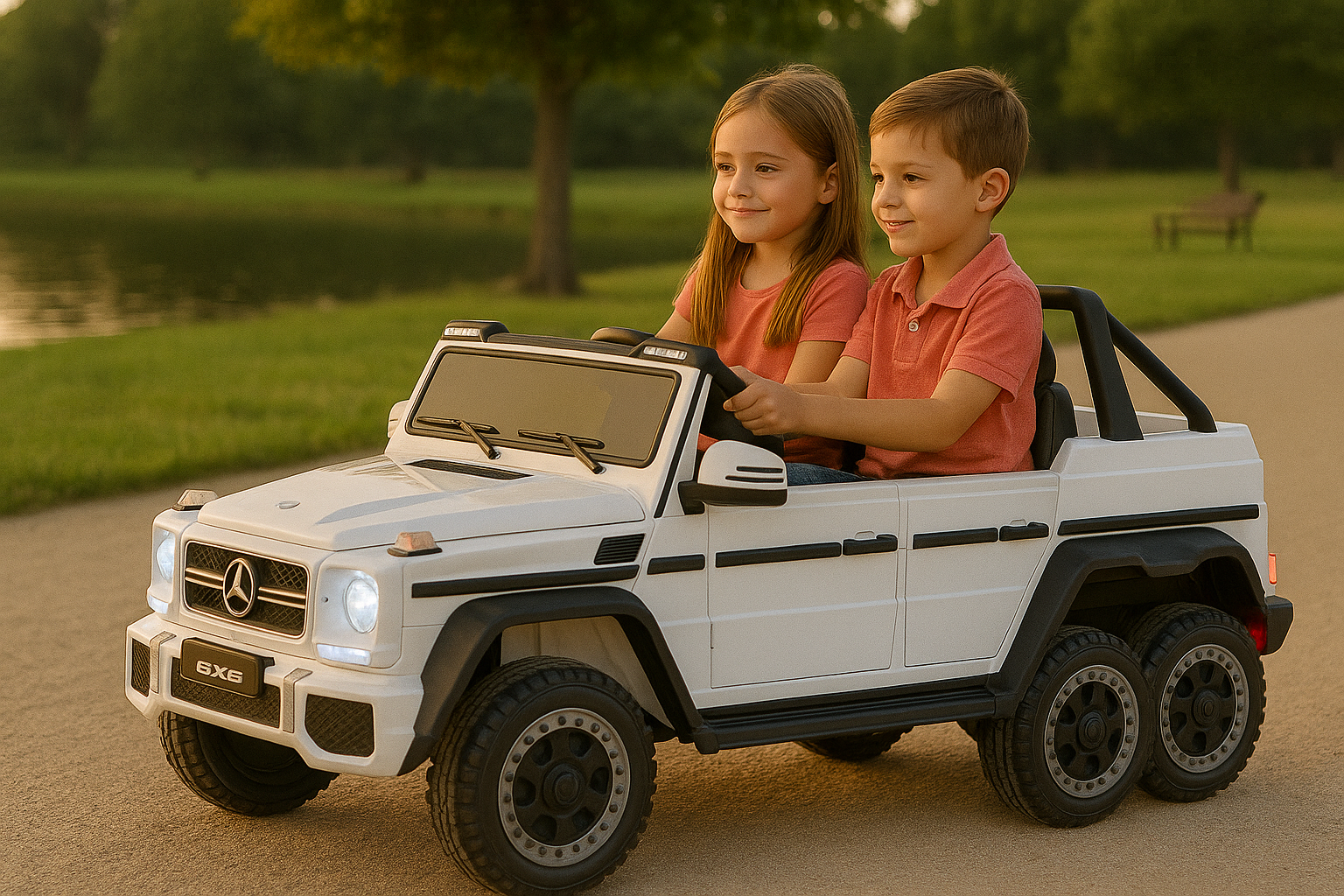 6-Wheel Mercedes Style Electric Ride-On Car – 12V, Quad Motors, Music & LED Lights, Shock Absorbers & Rear Trunk Seat Car Size 142 * 73.5*45