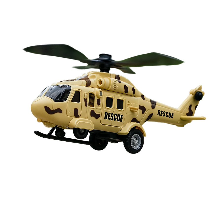 Army Friction Powered Rescue Helicopter Toy with Lights & Sounds