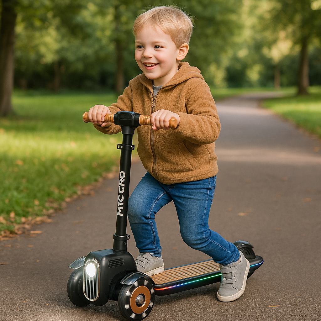 Kids Scooter With Three Flashing Lights Foldable Aluminium Kick Scooter for Outdoor Activities