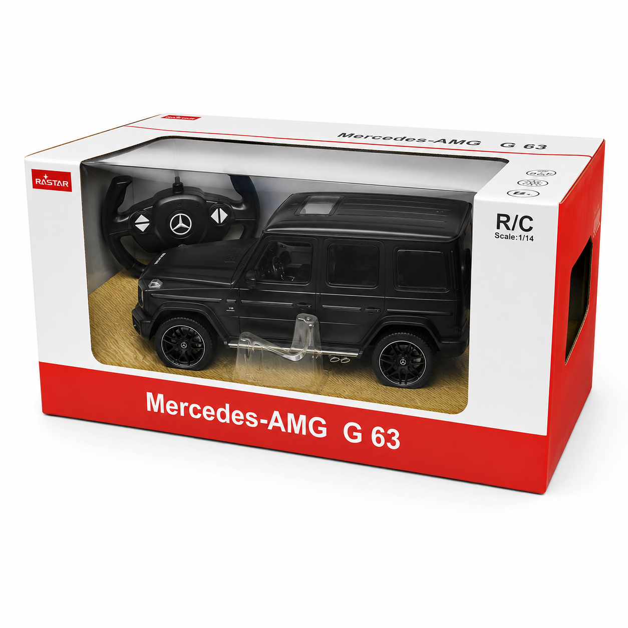 سيارة ريموت كنترول راستار مرسيدس-AMG G 63 تفتح أبوابها يدويًا بمقياس 1:14 أسود