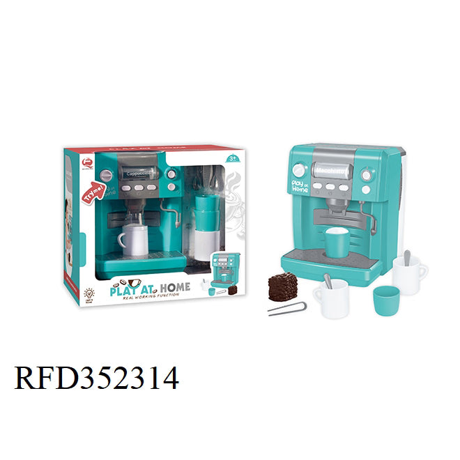 Play at Home Kids Coffee Machine Toy - Real Working Function Pretend Play Kitchen Set with Lights & Sound