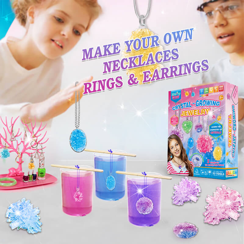Livevie Crystal Jewelry Kit for Kids  Create 6 Sparkling Pendants & Earrings