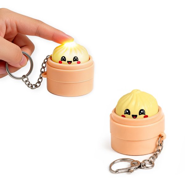 Squishy Dumpling Clickers Key Chain with Multi Colors Light