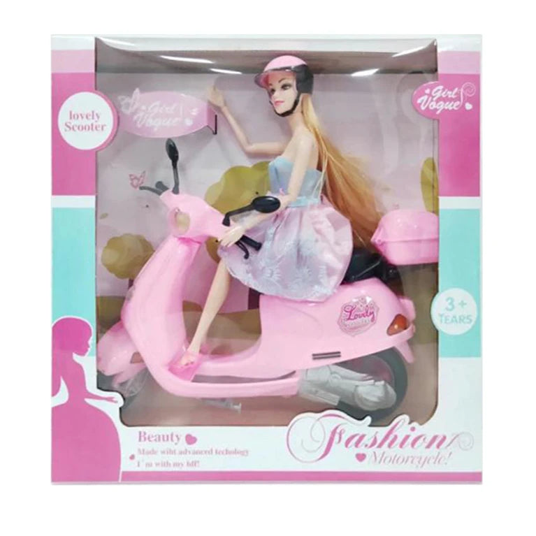 Fashion Motorcycle Cute Doll on Pink A Motorcycle Play Set For Girls