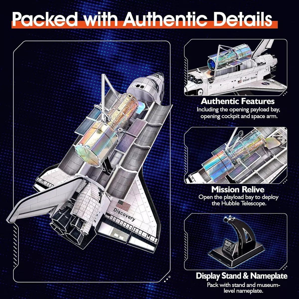 CubicFun Nasa Space Shuttle Discovery 3D Puzzle, 49X31X33.5cm 126 pcs