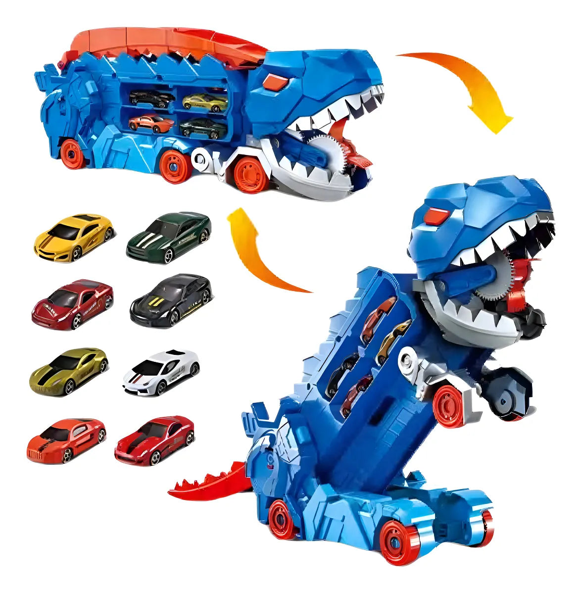 شاحنة نقل شارع كونفوي دينو مع سيارتين