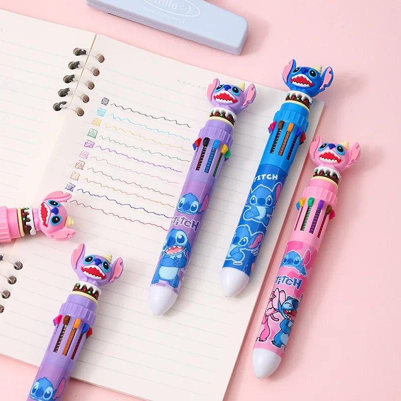 Disney Lilo&Stitch Creative Cartoon Multi-color Pen Kids School Supplies - Blue