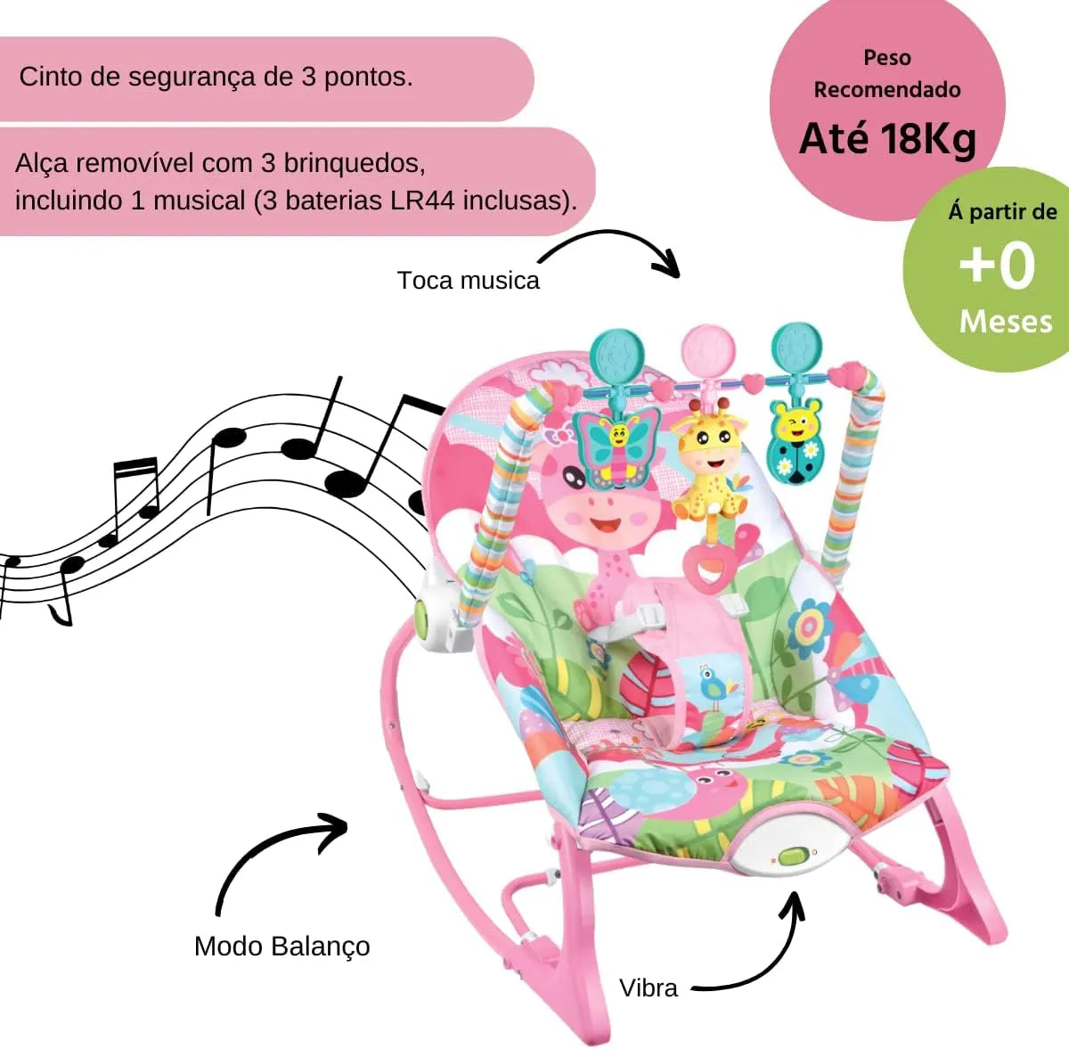 Tiibaby - مقعد هزاز للأطفال الرضع والأطفال الصغار يعزز الراحة والأمان