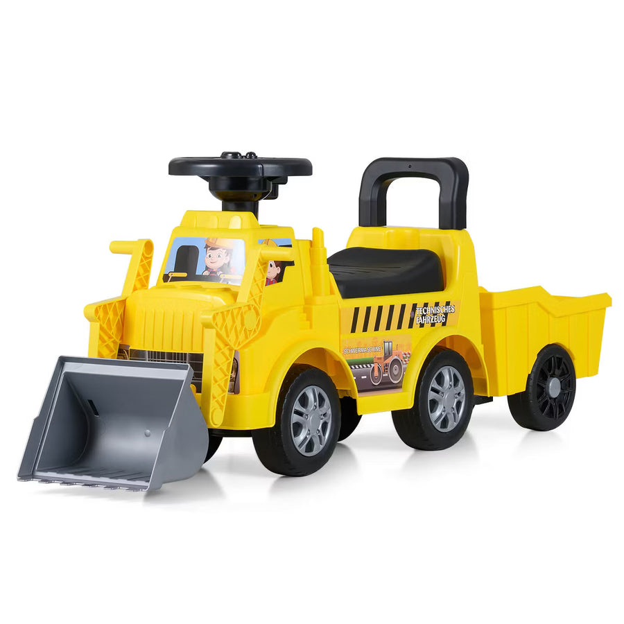 Kids Construction Ride-On Excavator Loader Toy with Detachable Trailer & Working Bucket