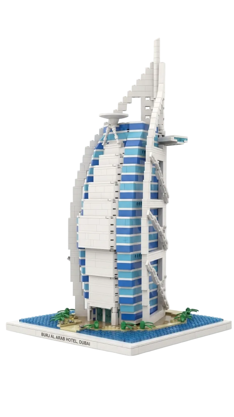 Dubai Sailing Hotel 3D Architecture Building Block Set – Educational DIY Toy Model for Kids & Adults  Construction Kit - 2343 Pieces