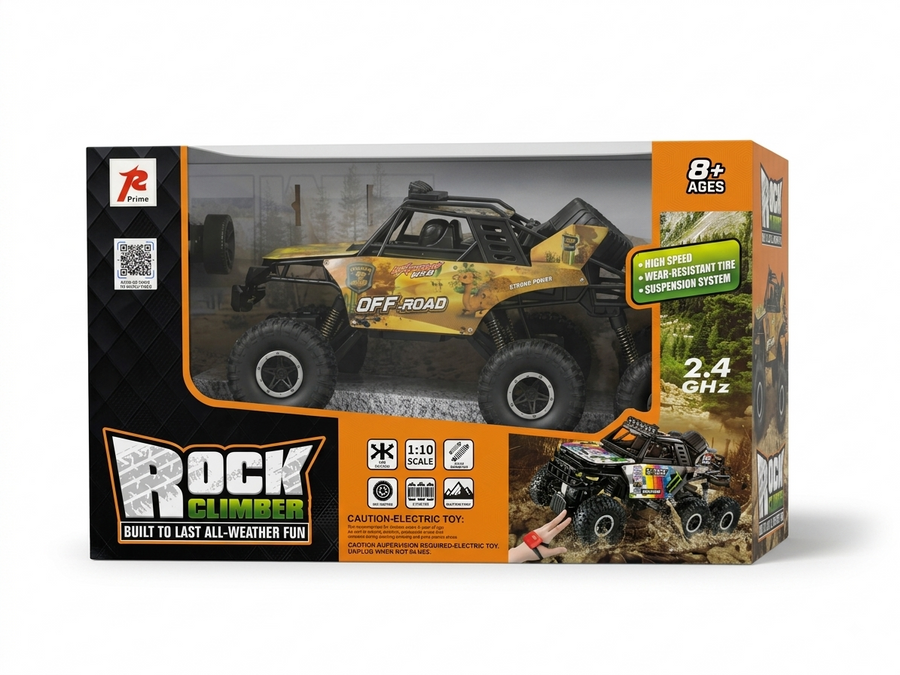 Rock Climber 1:10 Scale 6WD Remote Control Off-Road Truck – 2.4GHz All-Terrain Monster Truck for Ages 8+