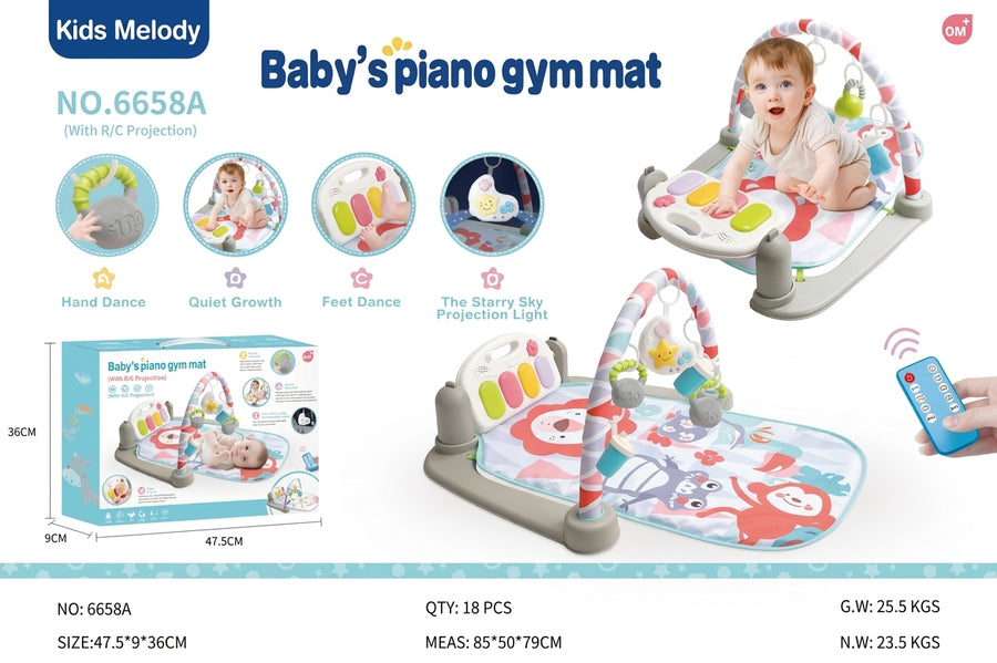 Frog Pedal Piano Gym with Moon Projection Night Light
