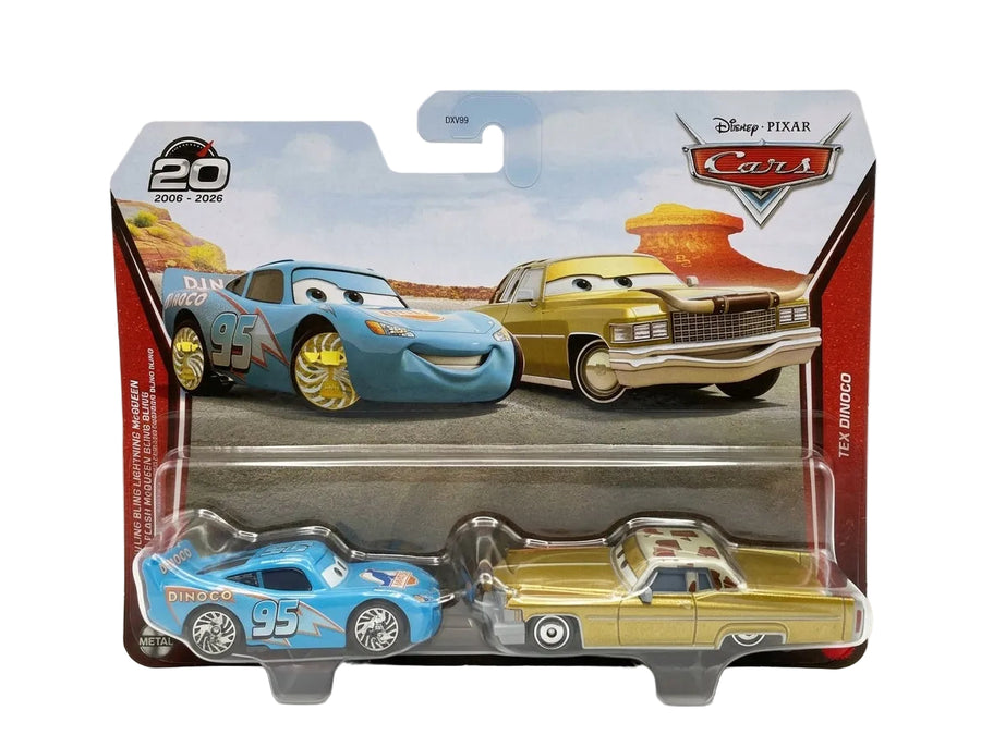 Mattel Disney Pixar Cars Metal Series 2 Pack - Bling Bling Lightning McQueen and Tex Dinoco