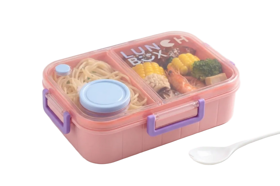 Everyday 3-Compartment Bento Lunch Box with Sauce Cup & PP Spoon - 1200ml
