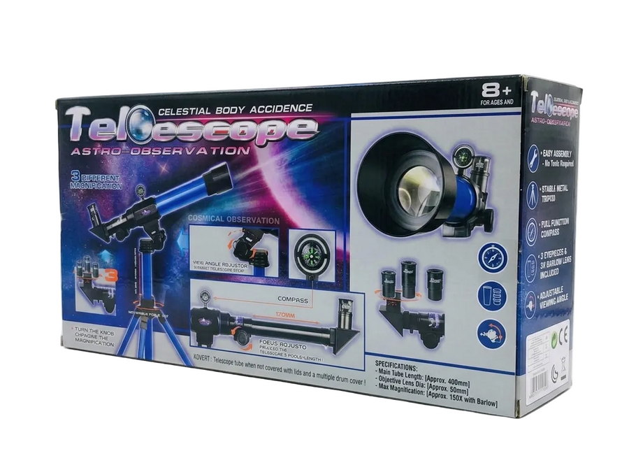 Telescope Astro-Observation Educational Science Set – 20X, 30X, 40X Magnification Astronomical Telescope for Kids Ages 8+