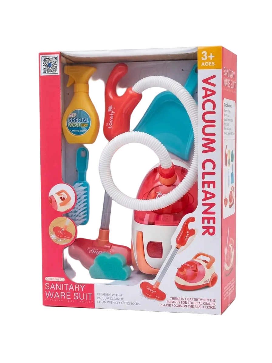 Kids Pretend Play Vacuum Cleaner & Cleaning Tool Suit – Housekeeping Toy Playset for Ages 3+