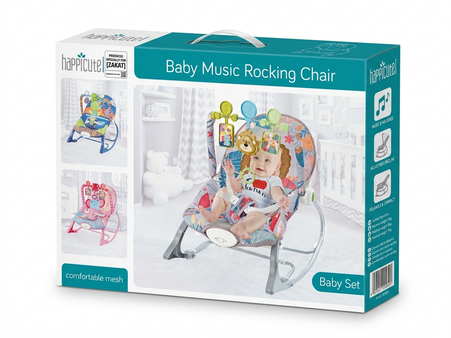Happicutel Baby Music Rocking Chair – Comfortable Mesh Infant Rocker & Bouncer Seat with Toy Bar
